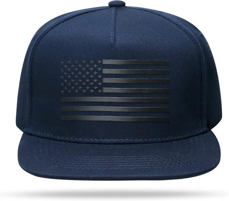UALON Baseball Cap, Snapback Trucker Hat for Men & Women with American Flag and Adjustable, Breathable Mesh, Flat Bill Hats - Image 3